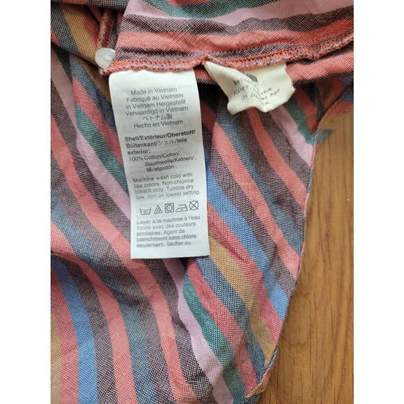 Madewell Women's V-Neck Multicolor Stipe Button-Back Courier Pullover Blouse Siz - Picture 6 of 10